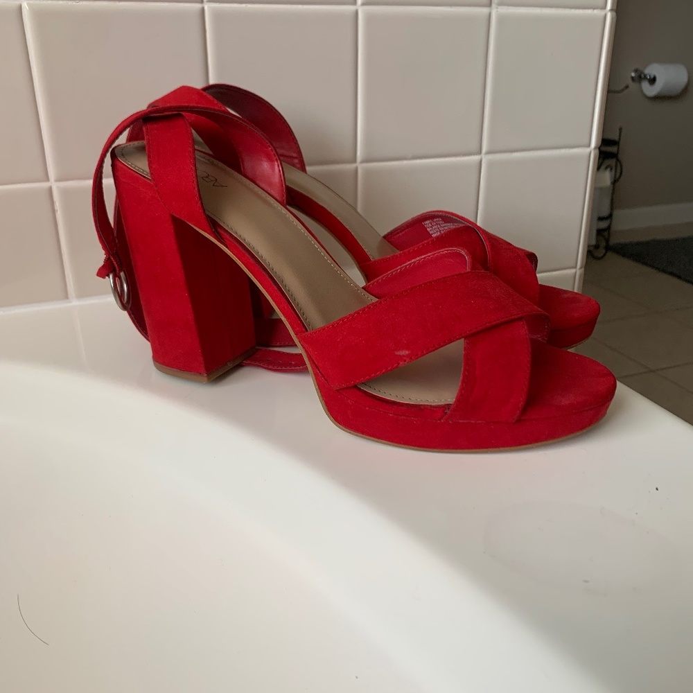 Abound Red Block Heels